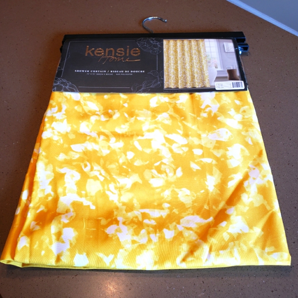 Yellow With White Shower Curtain